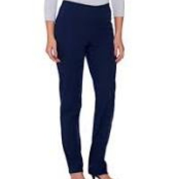 NWT ISAAC MIZRAHI STRETCH STRAIGHT LEG PANTS DARK NAVY 4 - Picture 1 of 10
